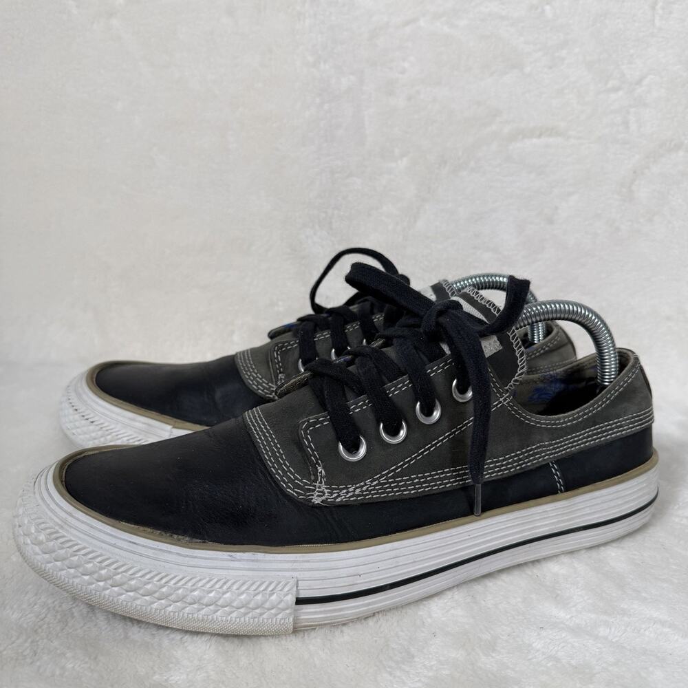 Converse All Star Leather Duck Boot Low Top Sneakers Black Gray Mens 9/Womens 11
